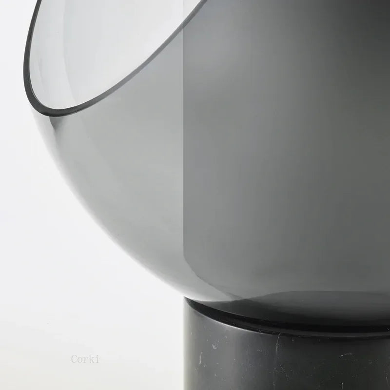lampe de bureau en marbre design abat jour en verre moderne - vue 5 sur 8