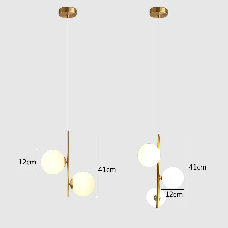 suspension moderne en verre et laiton noir design lumineux - vue 6 sur 10