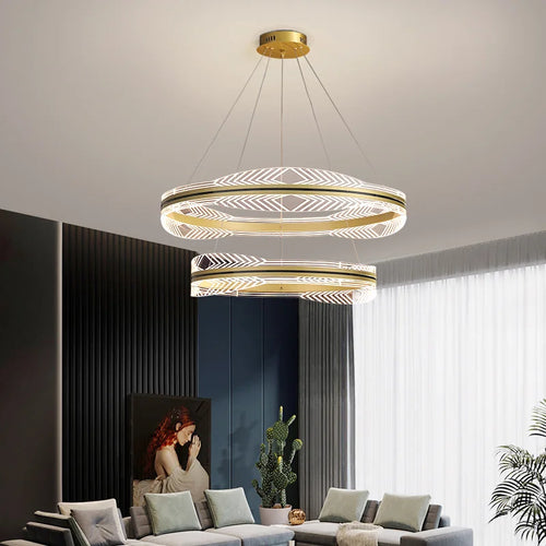 lustre moderne suspendu en or design nordique éclairage intérieur - vue 2 sur 12