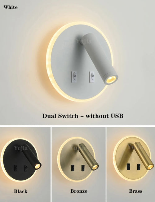 applique murale moderne avec ports usb et lampes de lecture réglables - vue 6 sur 16