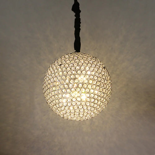 lustre moderne en cristal boule ronde avec éclairage led - vue 3 sur 7