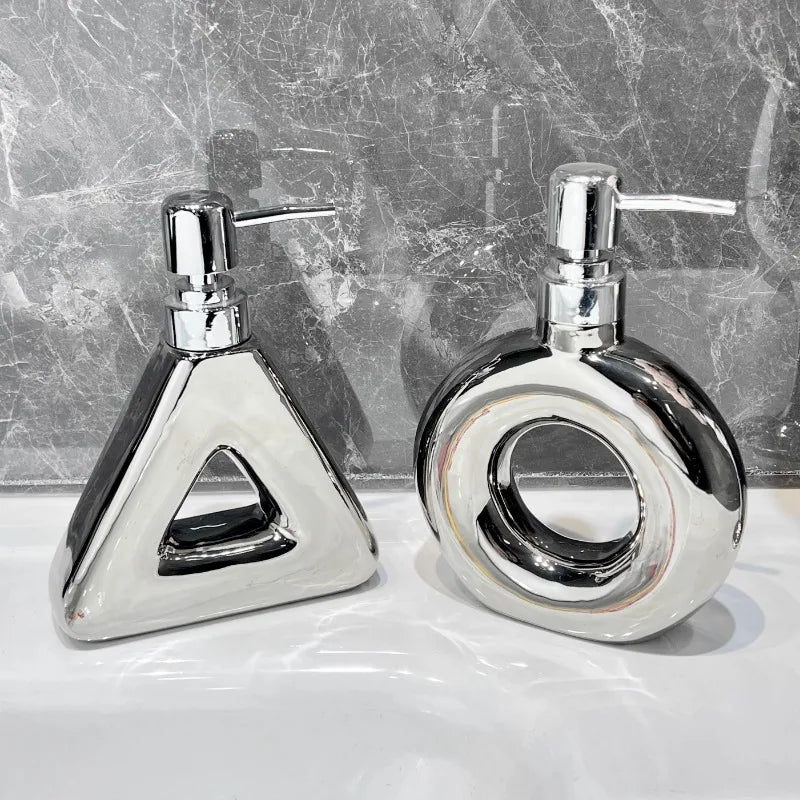 distributeur de savon céramique abstrait design pratique pour salle de bain - vue 1 sur 10