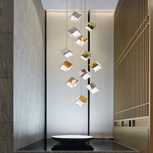 Modern cubic design villa pendant lights, Nordic living room, hotel lobby lights, restaurant, bar interior decoration lights - vue 4 sur 14