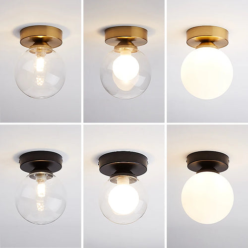 plafonnier led moderne simple boule de verre nordique - vue 2 sur 10