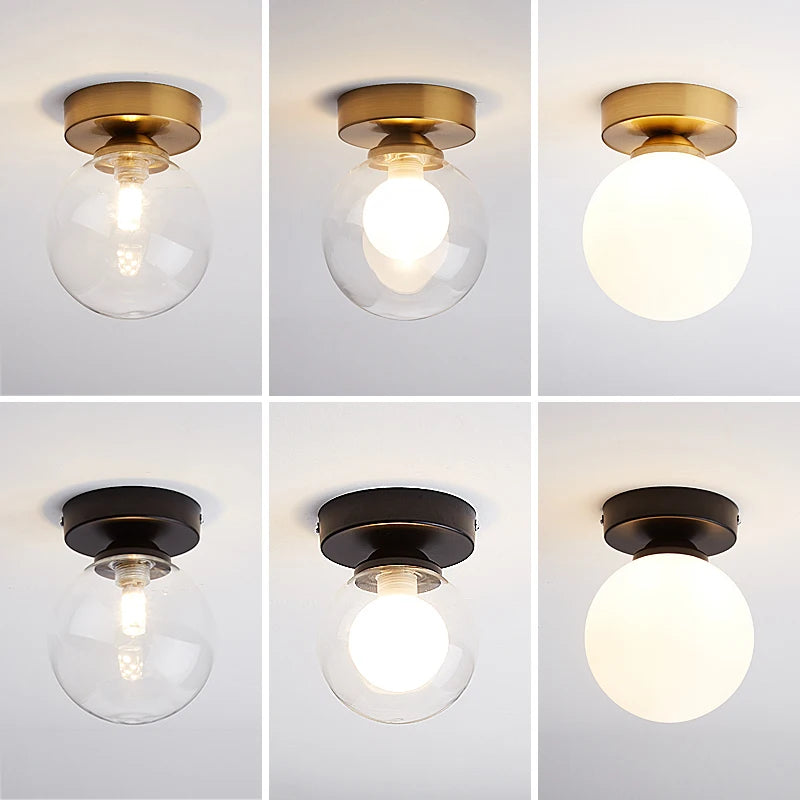 plafonnier led moderne simple boule de verre nordique - vue 1 sur 10