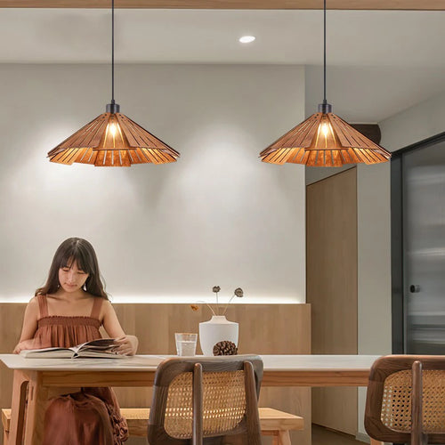 suspension en bois rétro japonais pour décoration intérieure - vue 2 sur 13