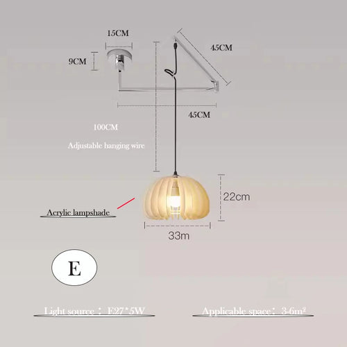 lustre minimaliste extensible rotatif avec bras pivotant pliable - vue 10 sur 13