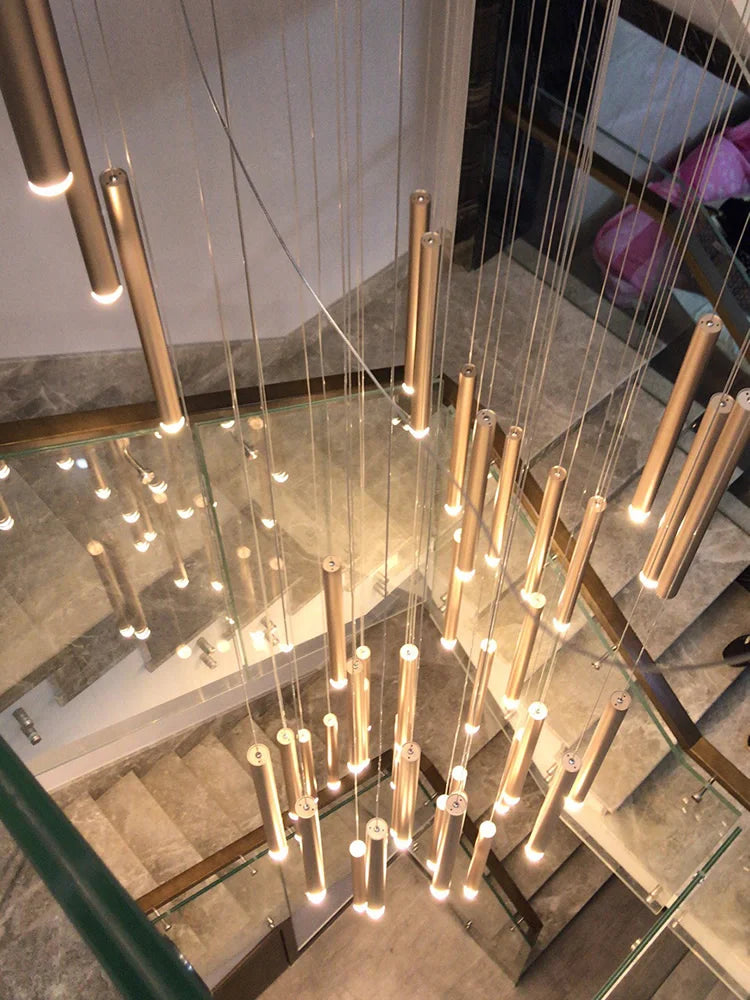 lustre minimaliste postmoderne en métal led double loft éclairage intérieur - vue 6 sur 17