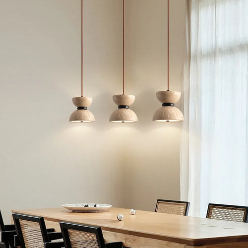 suspension nordique en pierre de grotte éclairage LED design moderne - vue 6 sur 7