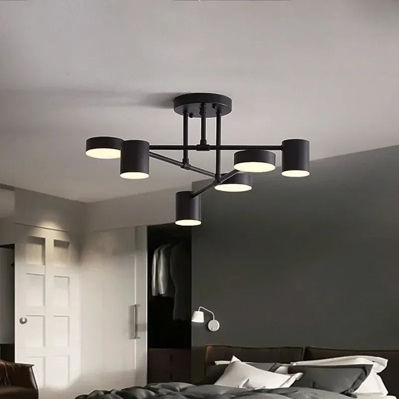lustre led moderne semi-noir blanc or intérieur salon manger chambre - vue 4 sur 16