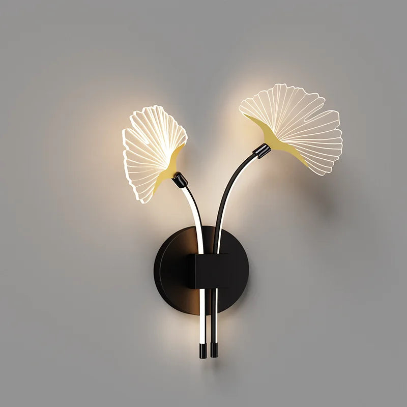 applique murale led en forme de feuille de ginkgo décorative - vue 8 sur 9