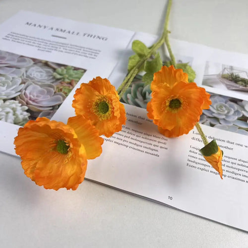 fleurs de pavot artificielles en soie pour décoration et événements - vue 14 sur 21