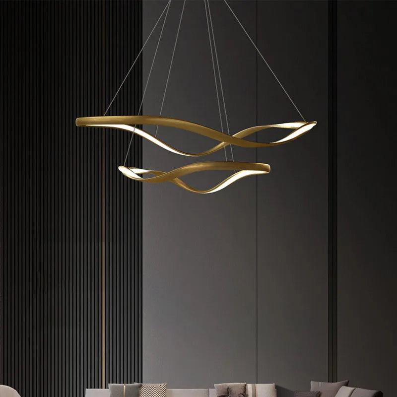 lustre moderne simple anneau irrégulier cordon réglable décoratif - vue 2 sur 21