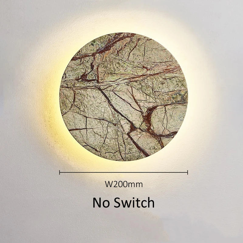 Applique murale atmosphère artistique circulaire en marbre décoratif moderne Wabi Sabi luxe hôtel Villa chevet couloir LED - vue 8 sur 8