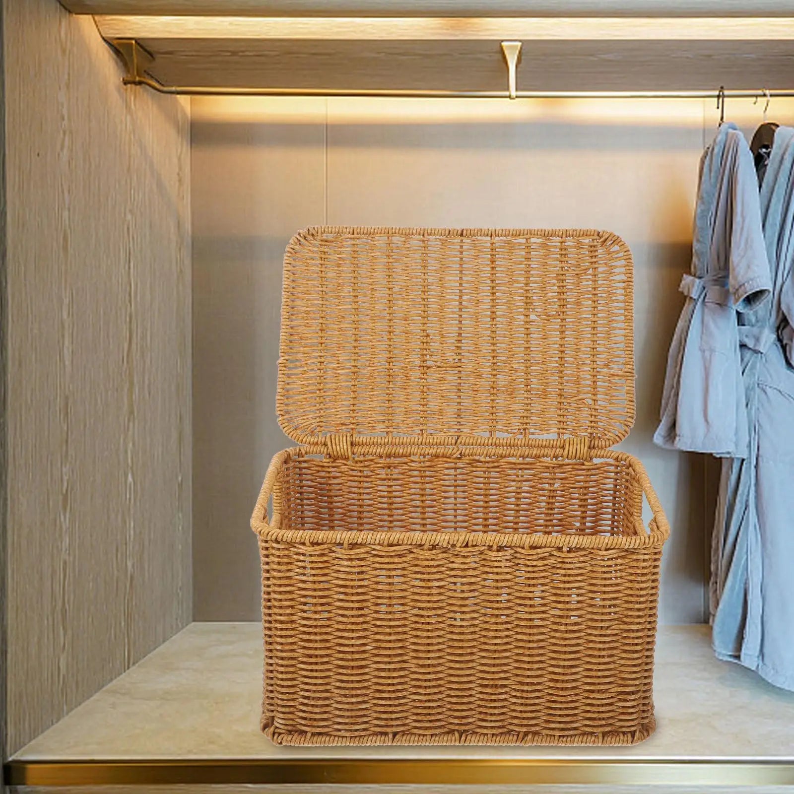 boîte de rangement tissée pour vêtements avec couvercles - vue 3 sur 7