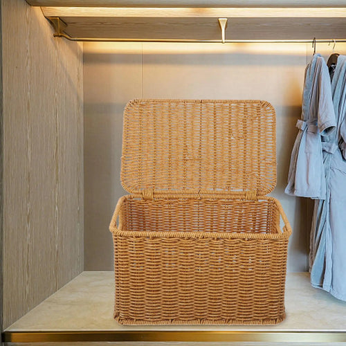 boîte de rangement tissée pour vêtements avec couvercles - vue 3 sur 7