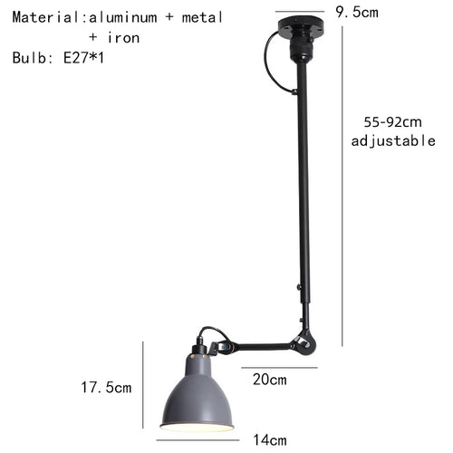 lustre rétro style américain avec abat-jour réglable pour éclairage de lecture - vue 14 sur 21