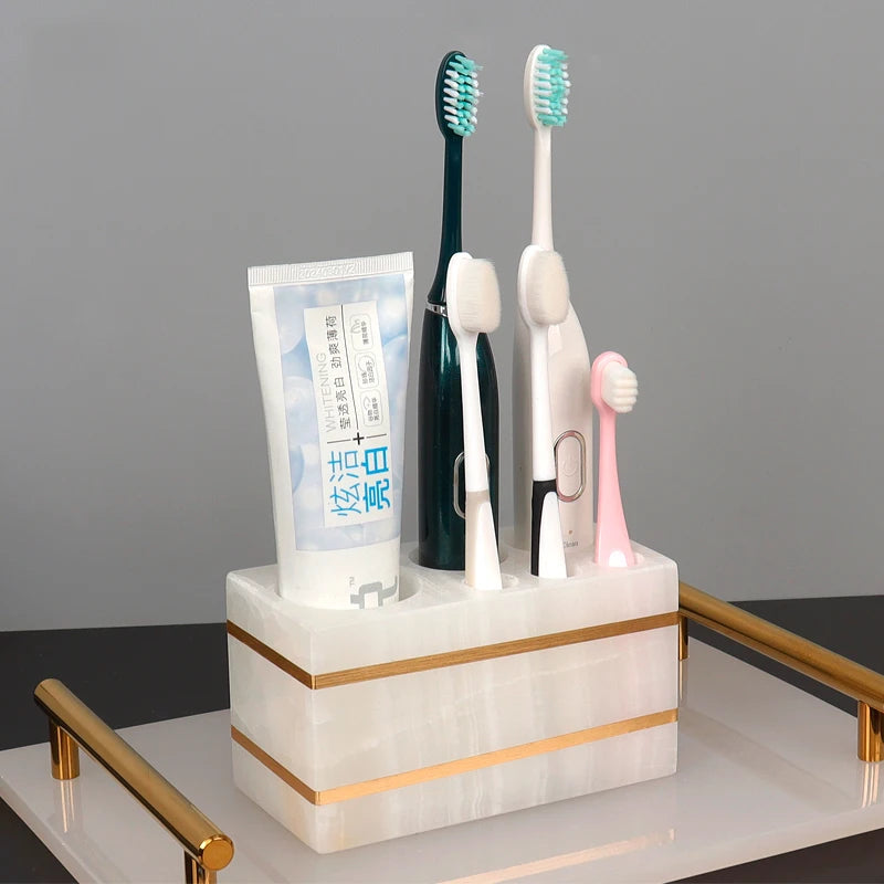 ensemble daccessoires en marbre naturel pour salle de bain - vue 3 sur 22