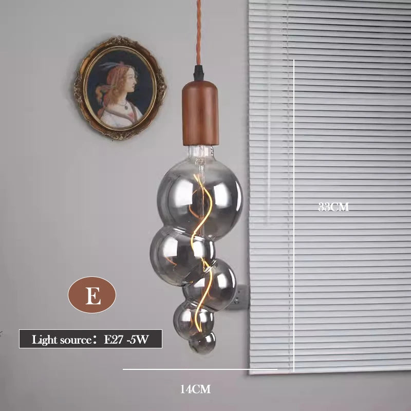lustre en verre d'art rétro en bois massif créatif pour décoration intérieure - vue 21 sur 25