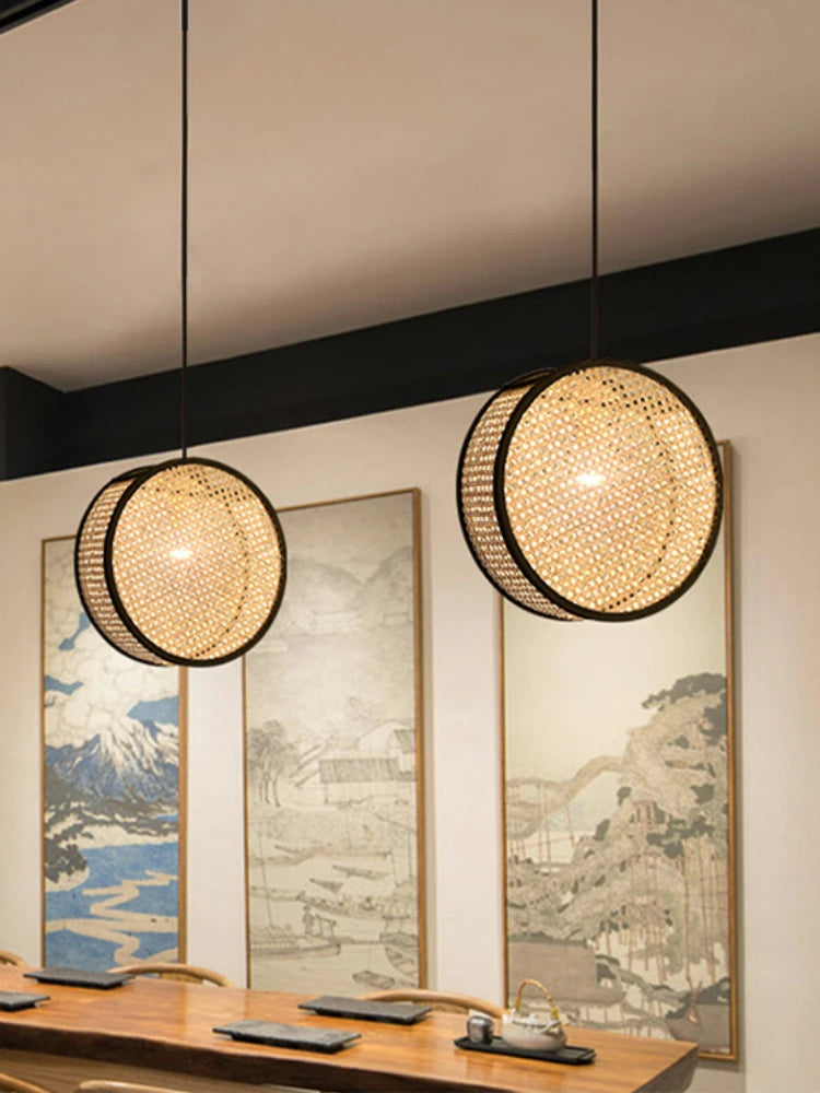 lustre en rotin tissé style créatif pour ambiance chaleureuse - vue 3 sur 9