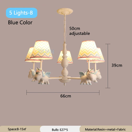 lustre licorne dessin animé pour chambre d'enfant suspendu - vue 9 sur 24