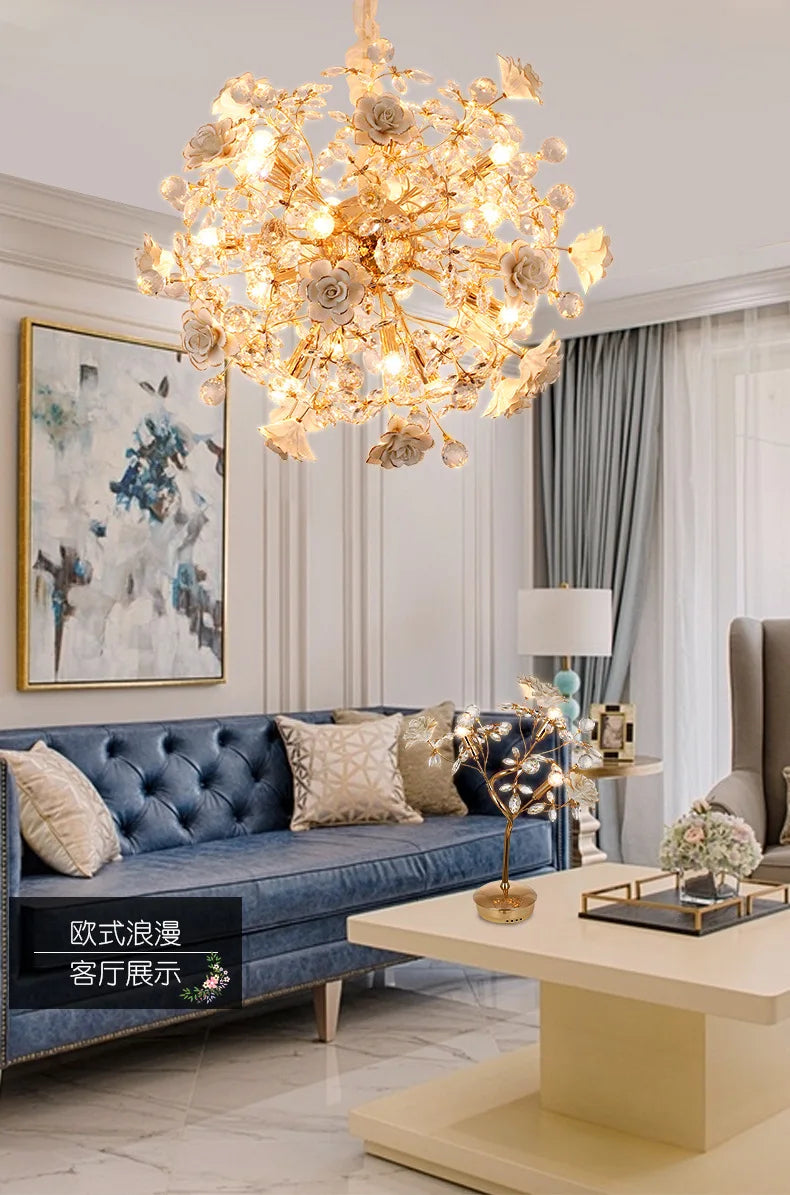 Lustre céramique blanc fleurs décoration - vue 6 sur 12