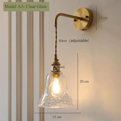 applique murale vintage en verre avec douille en laiton - vue 16 sur 21