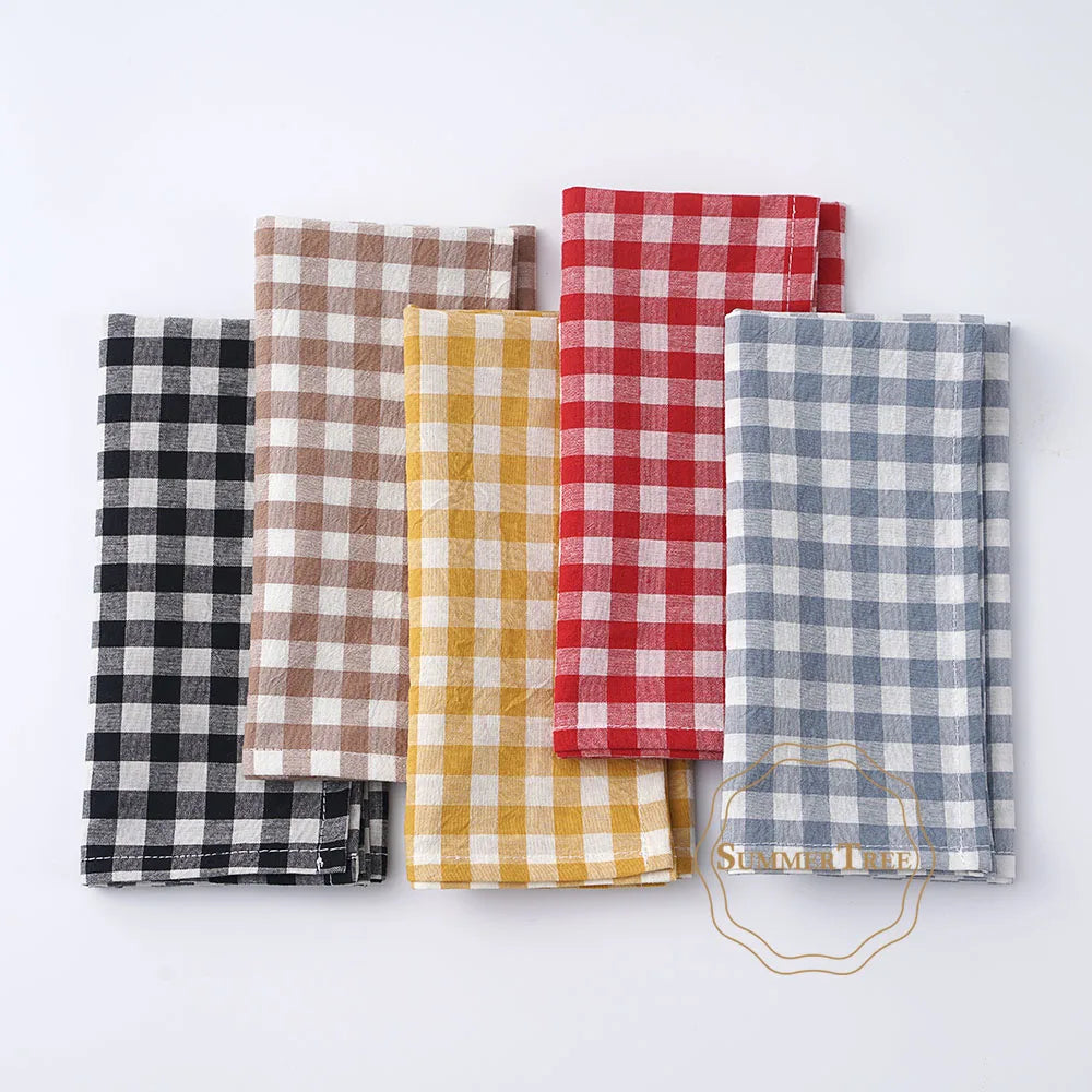Serviette de table coton motif vichy style classique - vue 4 sur 7