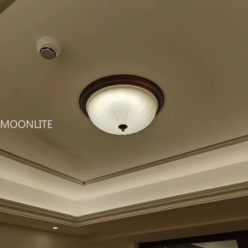 Plafonnier rond or/noir/Bronze plafonnier verre dépoli pour couloir salon cuisine LED lumineuse éclairage 110/220V - vue 4 sur 18