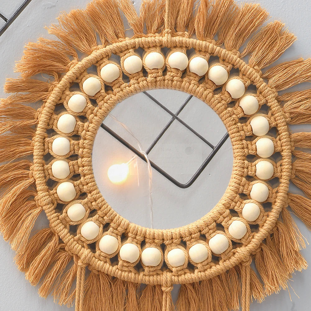 miroirs muraux ronds décoratifs tissés à la main pour la maison - vue 3 sur 8