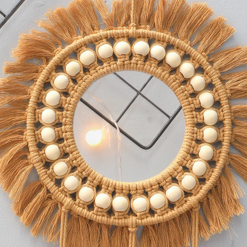 miroirs muraux ronds décoratifs tissés à la main pour la maison - vue 4 sur 8