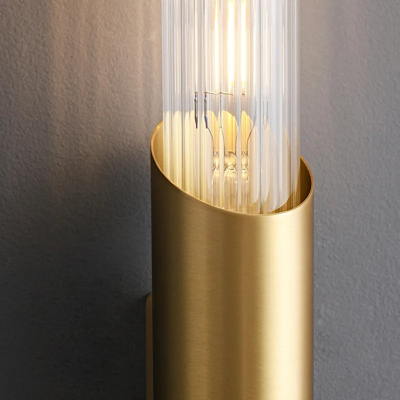 applique murale minimaliste en laiton et cuivre avec ampoule incluse - vue 5 sur 8