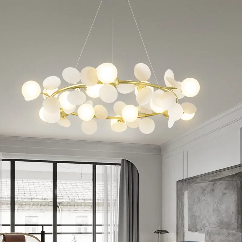 lustre moderne en verre design raisin doré luminaires suspendus - vue 5 sur 18
