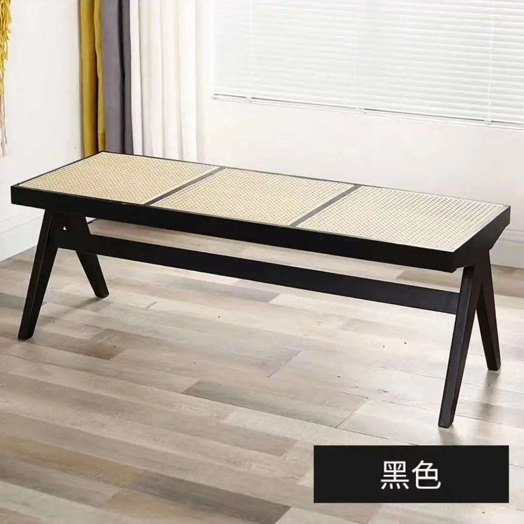 banc en rotin tressé style japonais ancien pour petit espace - vue 10 sur 18