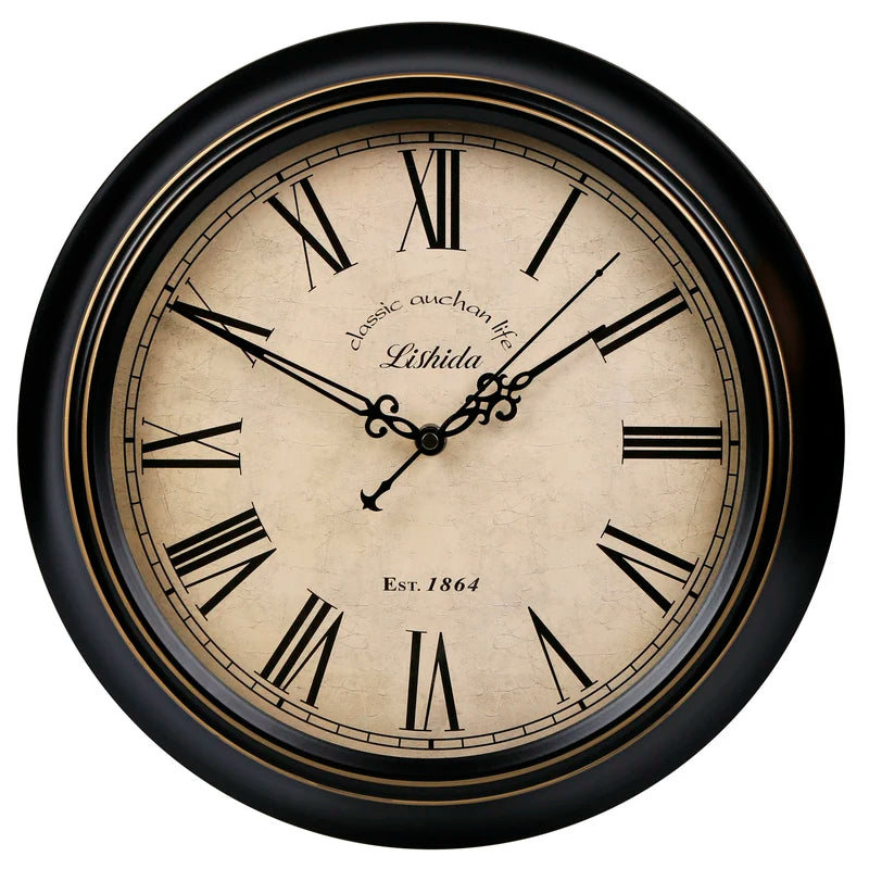 horloge murale vintage silencieuse design classique en métal - vue 18 sur 26
