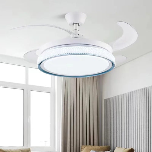 ventilateur de plafond moderne led intelligent avec 4 pales rétractables - vue 3 sur 18