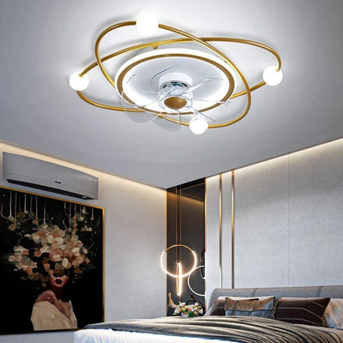 lustre led moderne avec ventilateur pour décoration intérieure - vue 6 sur 8