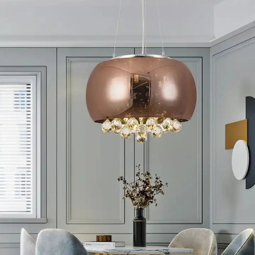 Lustre en verre de cristal de luxe moderne pour salon fumée Cognac plafonnier luminaires suspendus Suspension en verre - vue 4 sur 10
