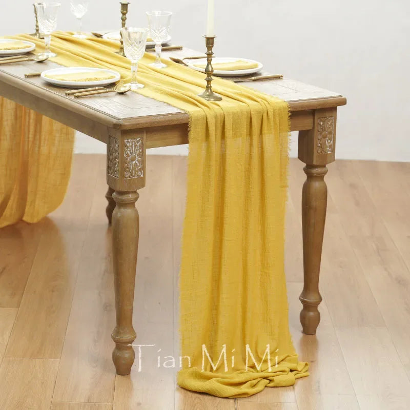 Chemin de table coton gaze style vintage mariage - vue 24 sur 29