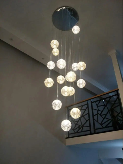suspension boule de verre pour éclairage moderne escalier - vue 4 sur 7