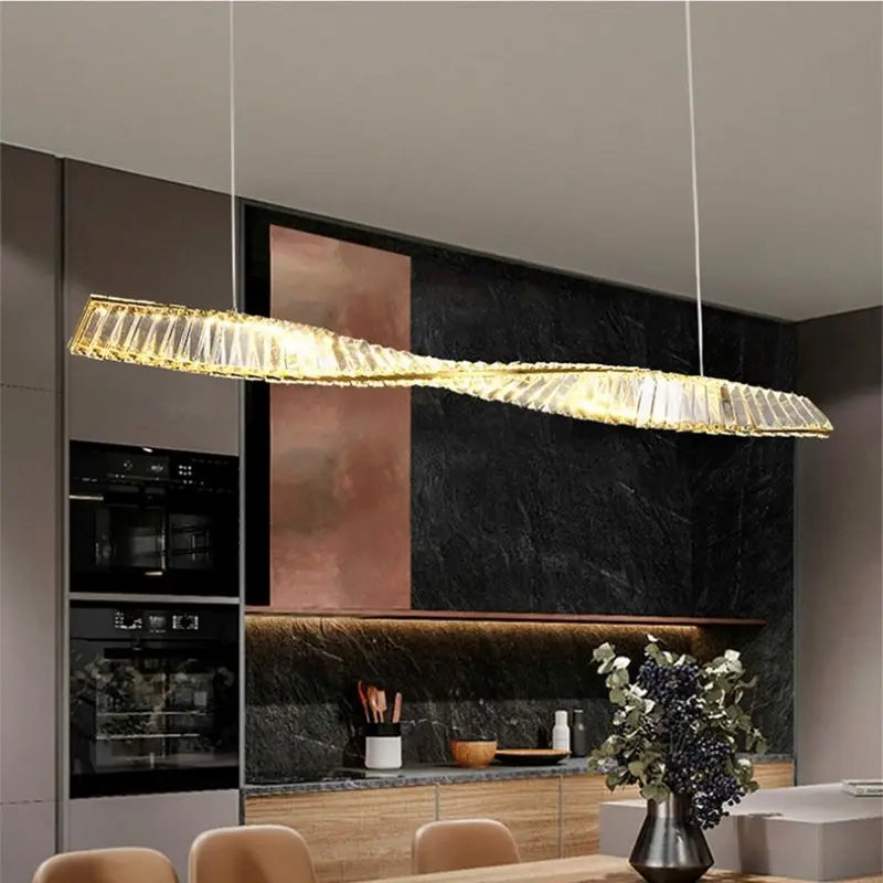lustre en cristal doré design postmodernes avec éclairage led - vue 3 sur 8