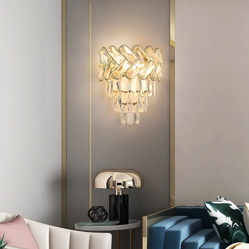 applique murale led en cristal et acier inoxydable pour intérieur moderne - vue 5 sur 18