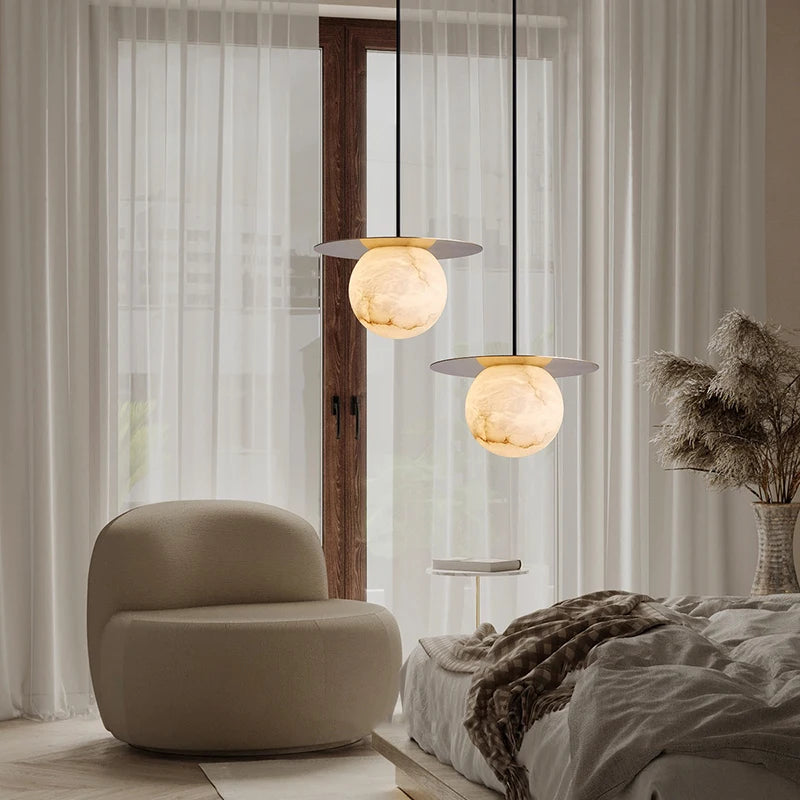 suspension moderne marbre Led luxe Restaurant lustre décor à la maison Lustres salle à manger suspension - vue 6 sur 25