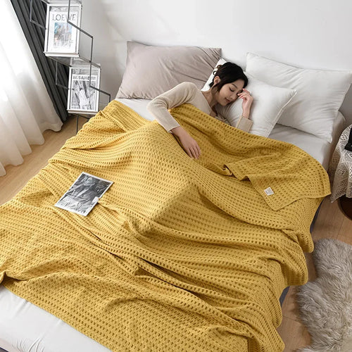 Plaid coton gaufré doux léger toutes saisons intérieur - vue 8 sur 7