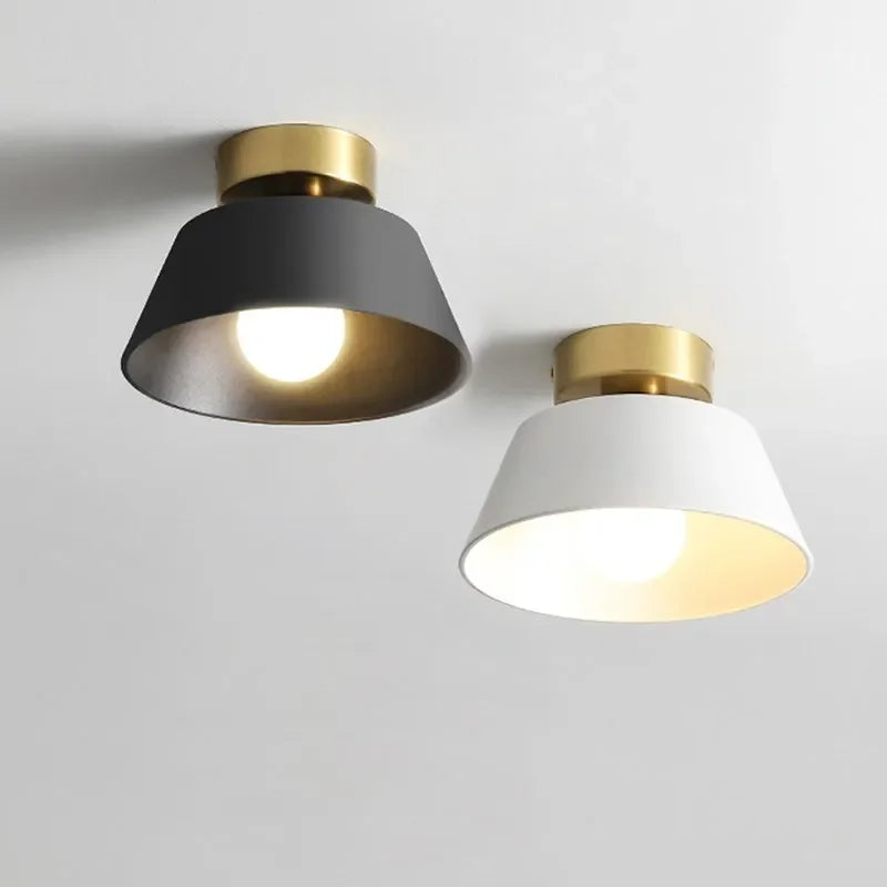 plafonnier led rétro en fer rond avec abat-jour - vue 1 sur 10