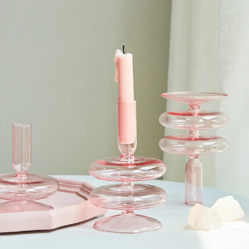 bougeoirs coniques en verre pour décoration de table de mariage - vue 4 sur 32