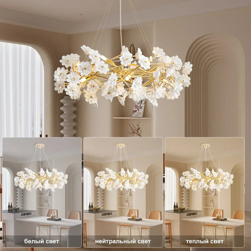 lustre en céramique à fleurs françaises pour décoration romantique - vue 5 sur 8