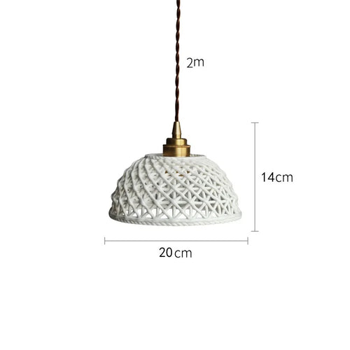 suspension LED blanc en céramique luminaires maison éclairage intérieur chambre salon à côté nordique moderne cuivre suspension lampe - vue 12 sur 23
