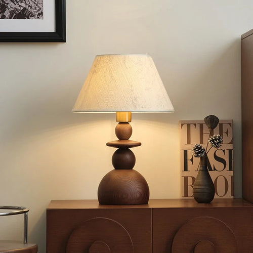 lampe de table médiévale en bois massif design rétro simple - vue 2 sur 9