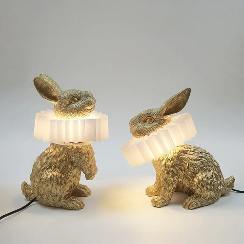 lampe de table créative en résine avec écharpe de lapin décorative - vue 3 sur 15